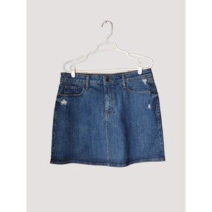 Old Navy Skirt Womens 12 Denim Mini Distressed Pockets Summer Beach Party